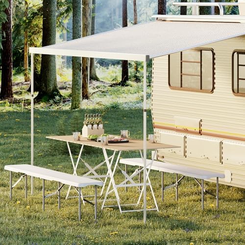 Portable Folding Bench 6 Foot, Plastic Foldable Bench, White