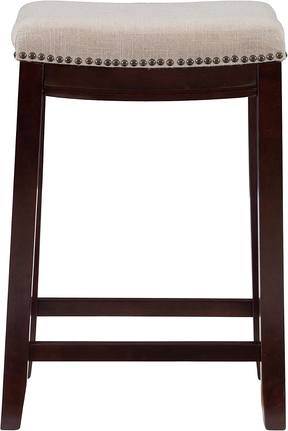 Linon Harper Beige & Dark Walnut 24" Counter Stool, Beige/Dark Walnut (98325WAL-01-KD)
