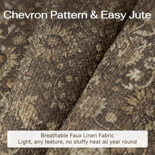 HUGEAR 5x7 Brown Linen Look Washable Area Rug for Living Room