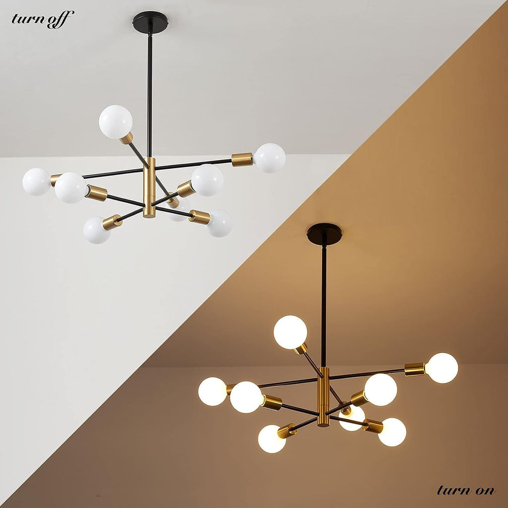 ruiyey modern sputnik chandeliers black and gold mid, view 9