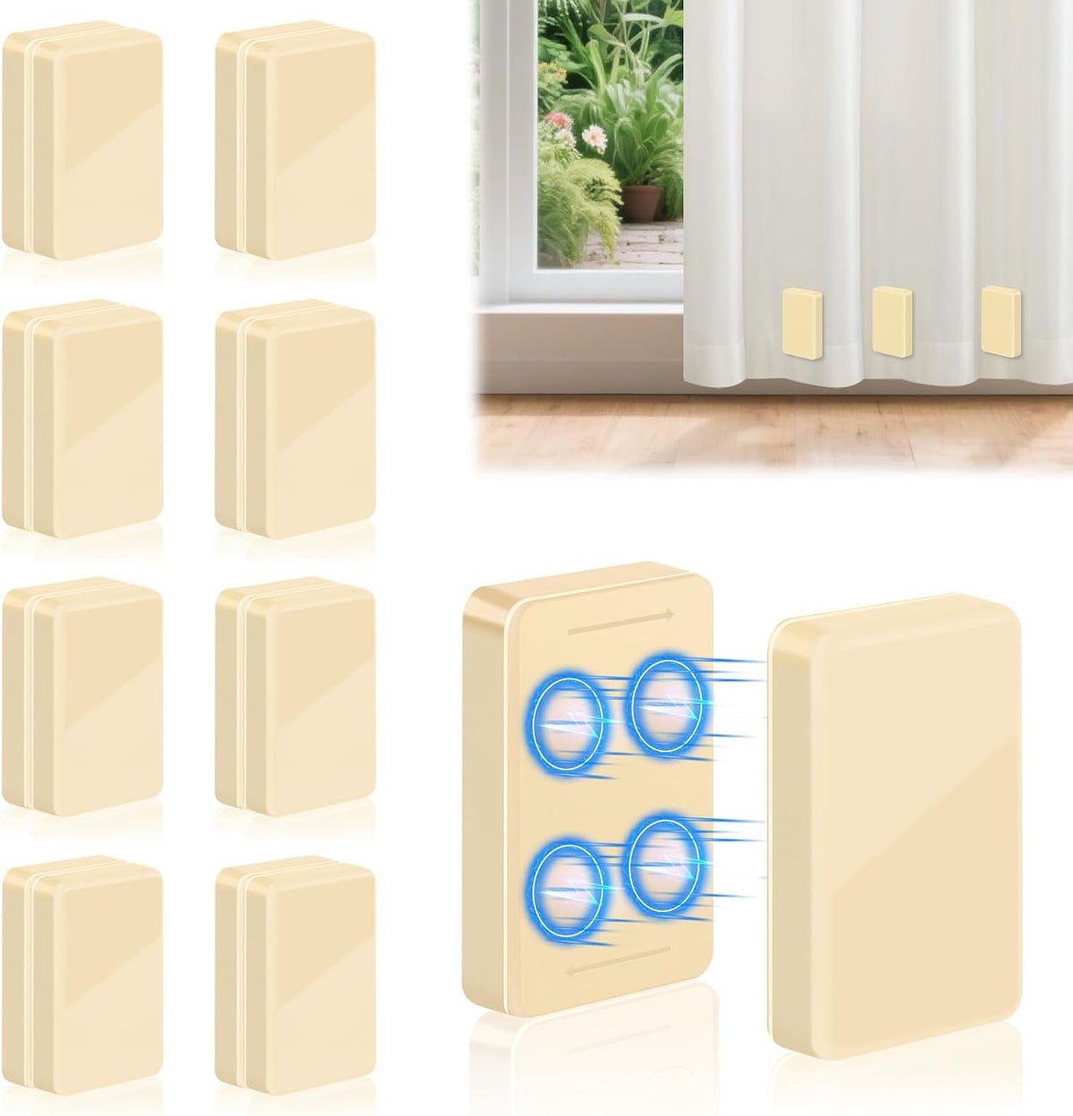 16PCS 52 oz Heavy Duty Outdoor Curtain Weights, Waterproof Magnets, Beige