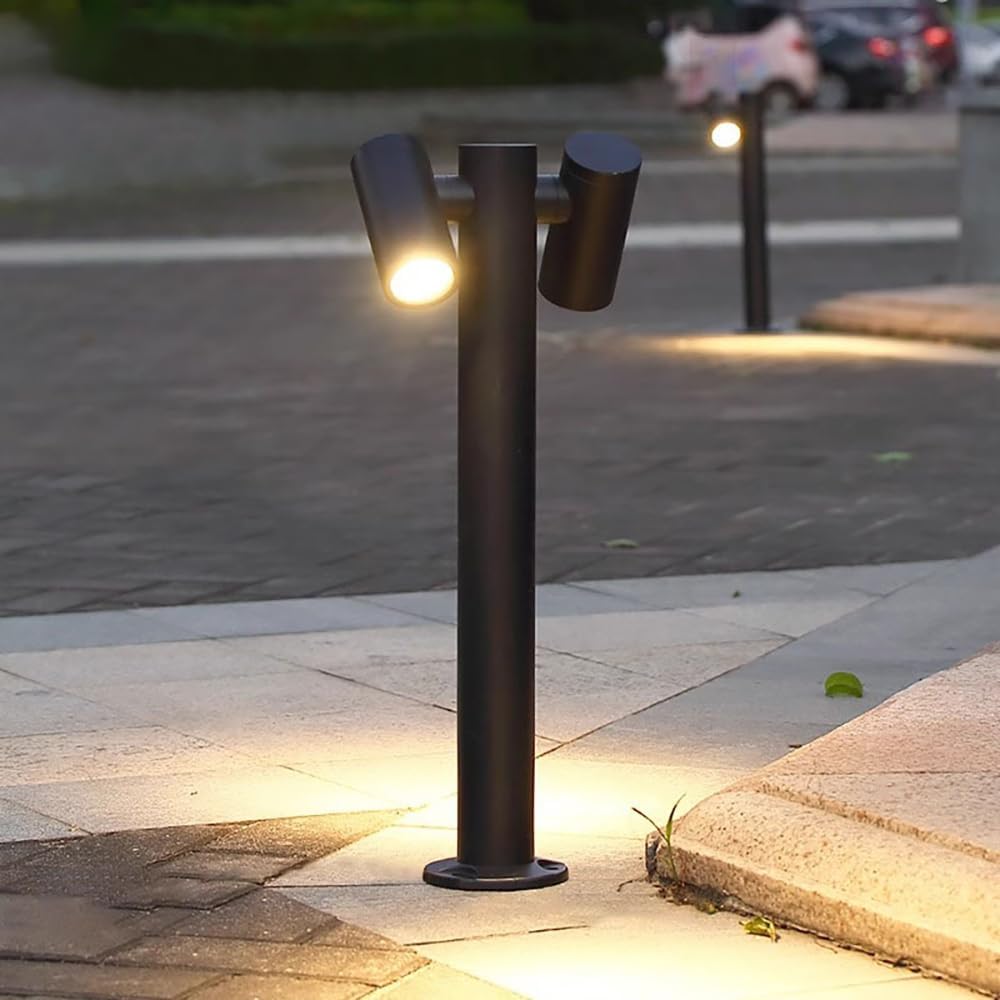 Modern Pathway Lights Adjustable Angle Spotlight Post Lights Outdoor Path Lights LED 2700K Warm Light Walkway Lighting Landscape Sideway Lighting IP65 Waterproof (2-Light)