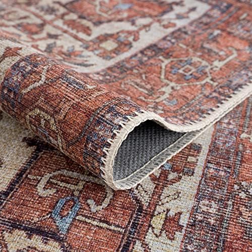 Bloom Rugs Washable Non-Slip 10x14 Rug - Red/Orange/Beige Traditional Oriental Area Rug for Living Room, Bedroom, Dining Room, and Kitchen - Exact Size: 10' x 14'