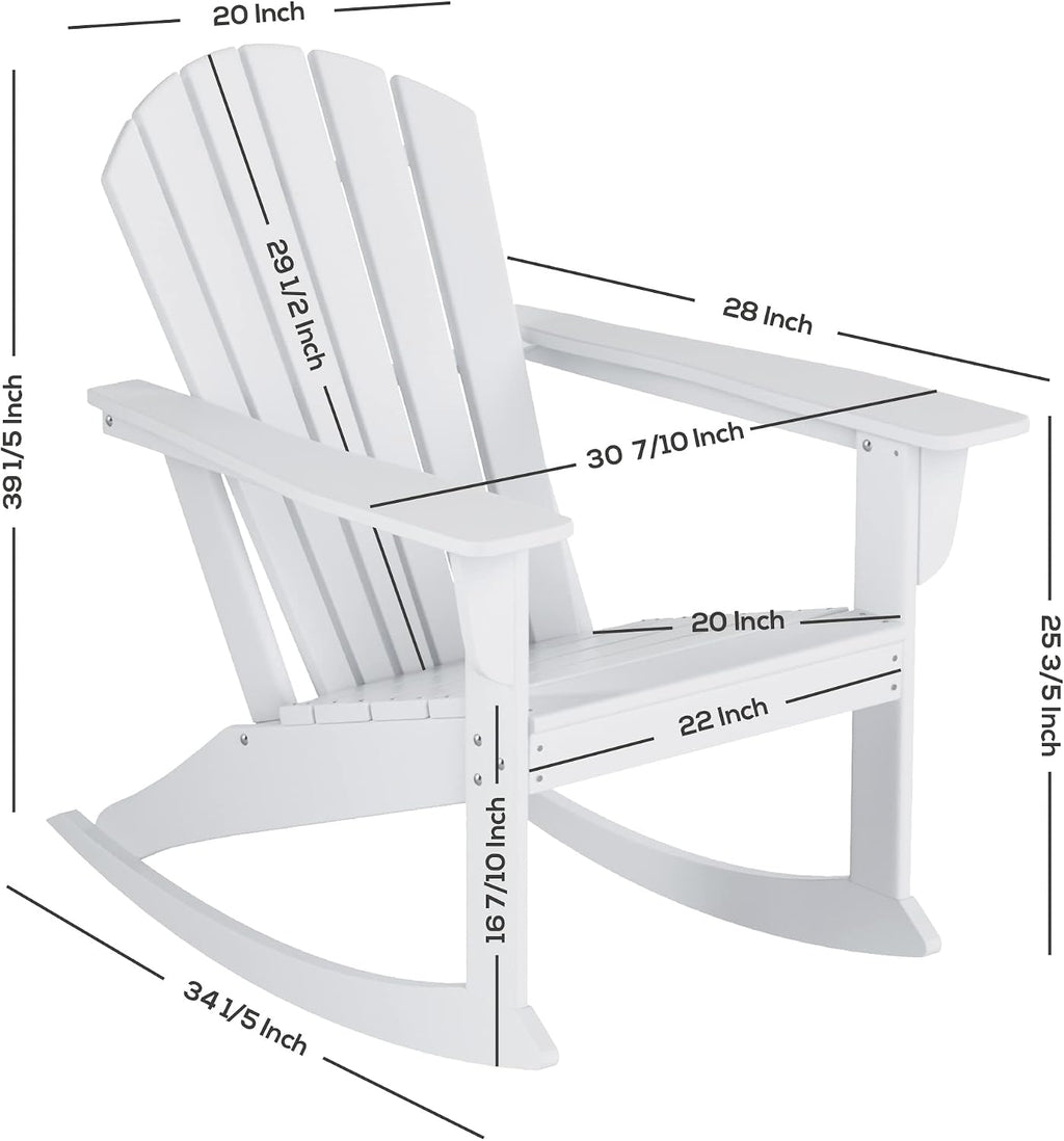 WestinTrends Dylan Outdoor Patio Poly Plastic Adirondack Rocking Chair, Teak