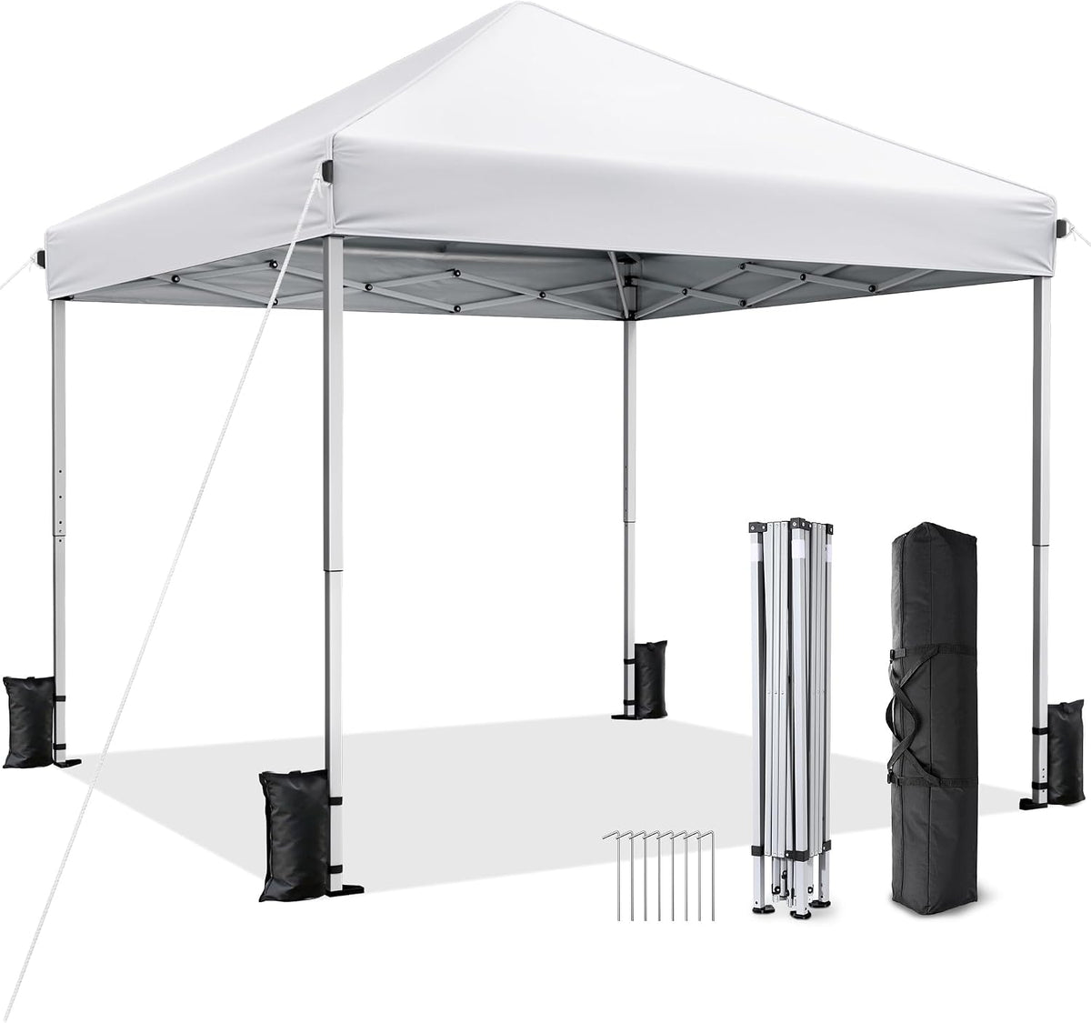 10x10 Pop Up Canopy Tent with One-Push Center Lock,White