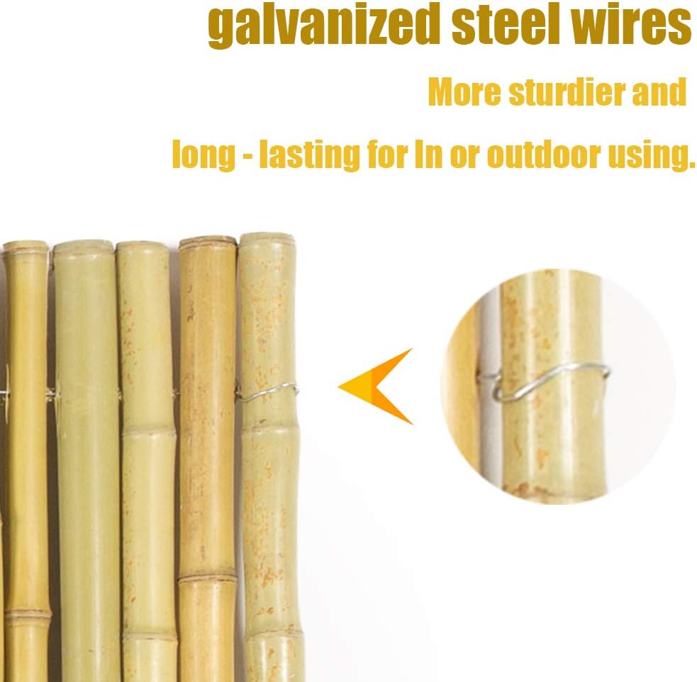 Mininfa Natural Rolled Bamboo Fence, Eco-Friendly Bamboo Fencing, 4 ft High x 6 ft Long
