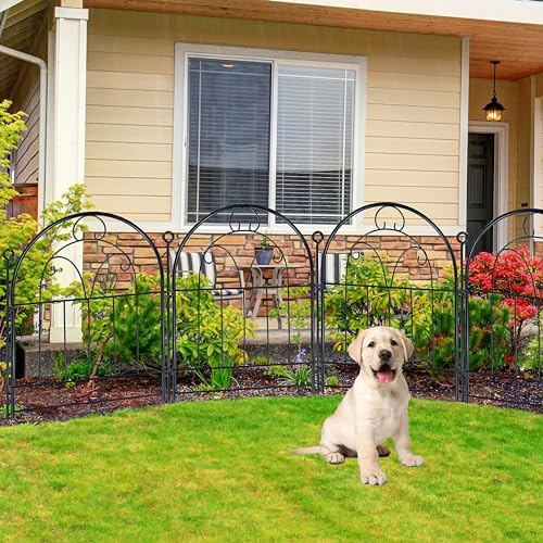 Decorative Garden Fence 17in(H) x 10ft(L), Rustproof Metal Animal Barrier