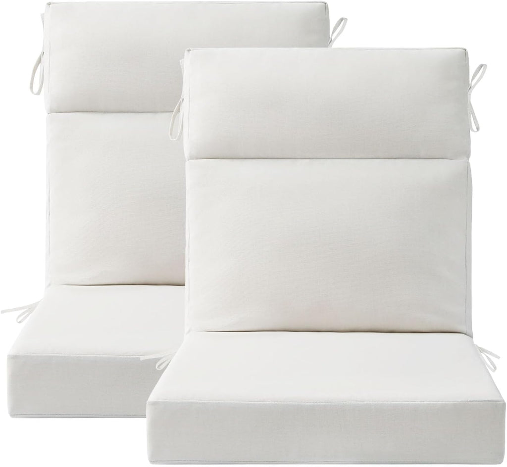 Unimatta Outdoor High Back Chair Cushion Seat Pads, 44 x 21 Inch Water-Repellent & Fade-Resistant Patio Furniture Cushions with Ties for Adirondack, Rocking Chairs, Linen