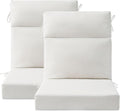 Unimatta Outdoor High Back Chair Cushion Seat Pads, 44 x 21 Inch Water-Repellent & Fade-Resistant Patio Furniture Cushions with Ties for Adirondack, Rocking Chairs, Linen