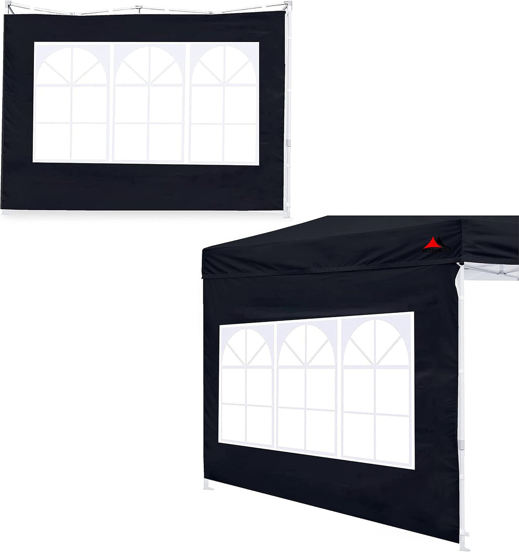 SCOCANOPY SideWall with Window for 10x10 Canopy Frame, 2 Pack SunWall Only,Black