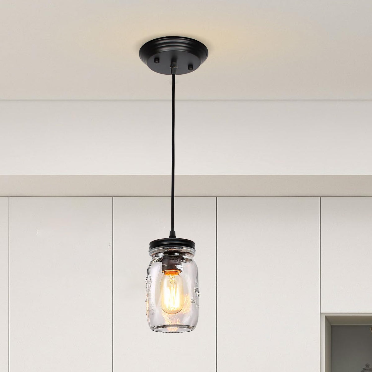 Mason Jar Light Fixtures：3.9" 1-Light Farmhouse Pendant Light
