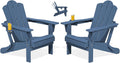 KINGYES Adjustable Adirondack Chairs Set of 2, Folding Outdoor Chair, Blue