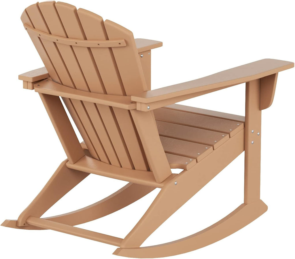 WestinTrends Dylan Outdoor Patio Poly Plastic Adirondack Rocking Chair, Teak