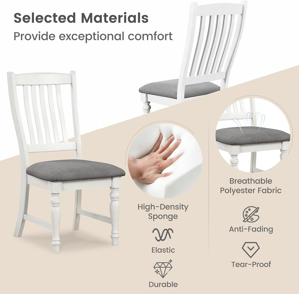 GIANTEX Wood Dining Chairs Set of 4, Farmhouse Kitchen Chairs, White