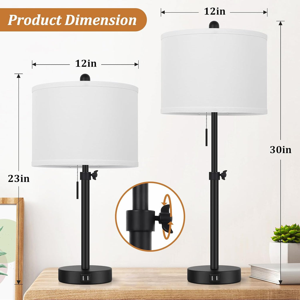 Kondras Table Lamp for Bedroom, 23" to 30" Height Adjustable Bedside Lamp