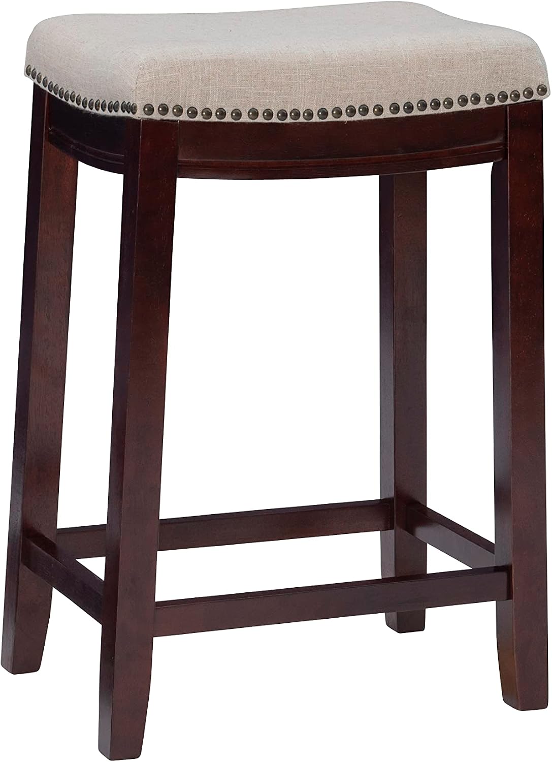 Linon Harper Beige & Dark Walnut 24" Counter Stool, Beige/Dark Walnut (98325WAL-01-KD)
