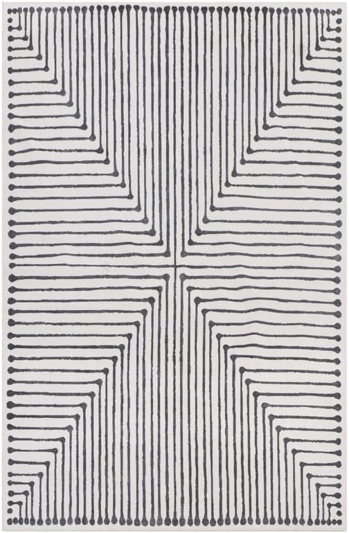 GLN Rugs Washable Modern Area Rug 5x7 Living Room, Geometric Bedroom Rug