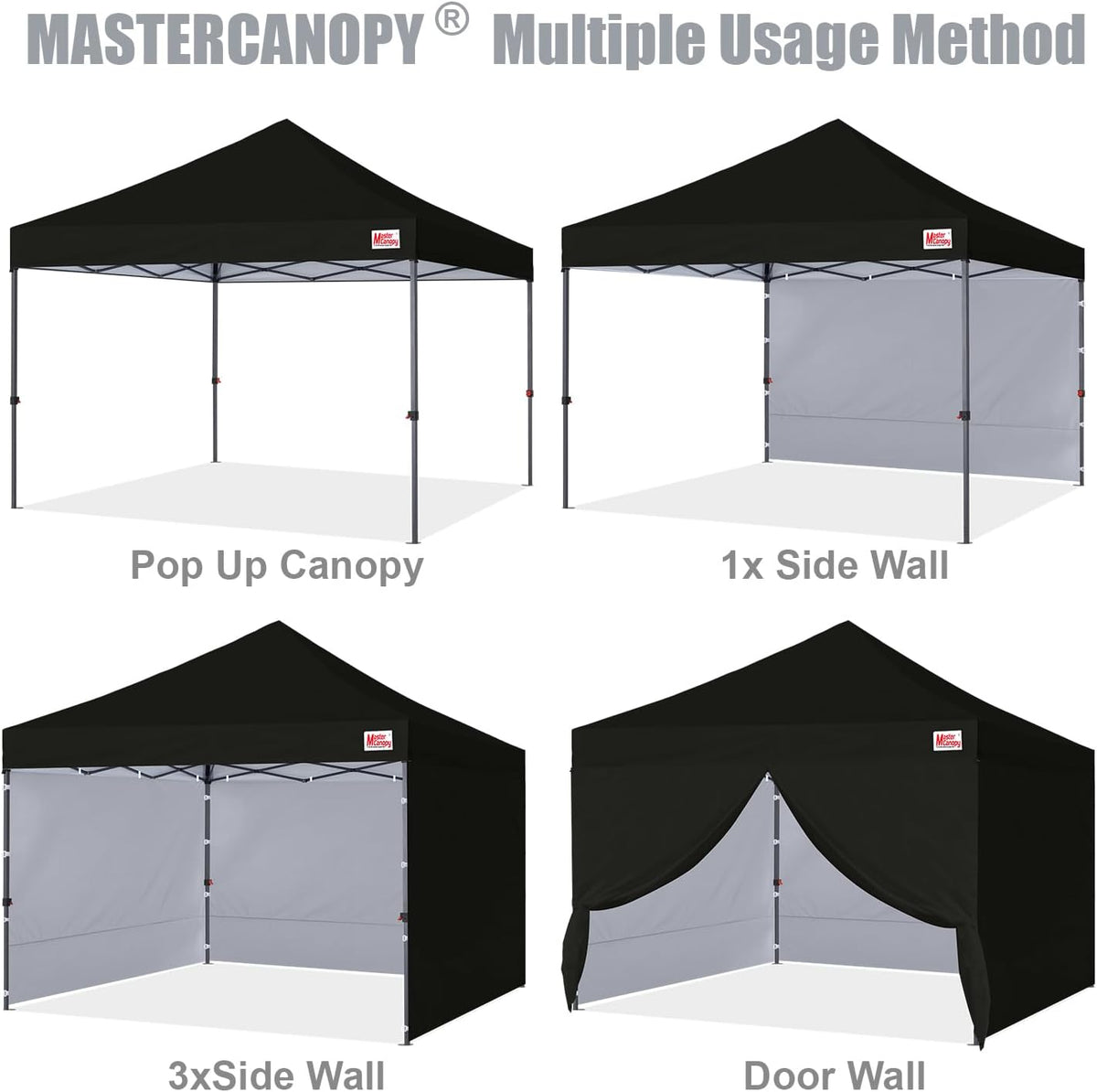 mastercanopy 10x10 heavy duty pop up canopy tent, side view