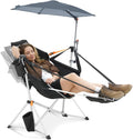 KingCamp Hammock Chair with Umbrella & Footrest,Camping Chair with Canopy