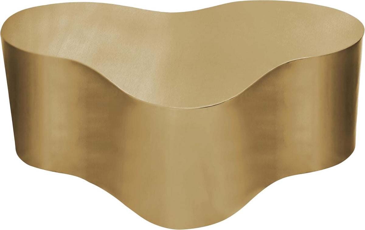 Meridian Furniture 238Gold-C Tevere Collection Modern | Contemporary Coffee Table with Brushed Metal, Unique Shape, 39" W x 24" D x 14.5" H, Gold