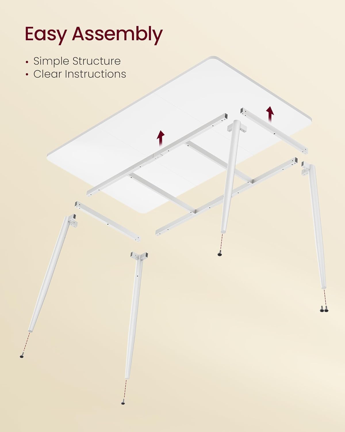 VASAGLE 55.1" Dining Table for 4-6 People, Modern Kitchen Table