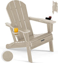 Adirondack Chair HDPE Cup Holders Heavy Duty Patio Woodgrain Sand