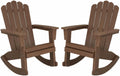 Psilvam HDPE Adirondack Patio Rocking Chair Set of 2, Brown
