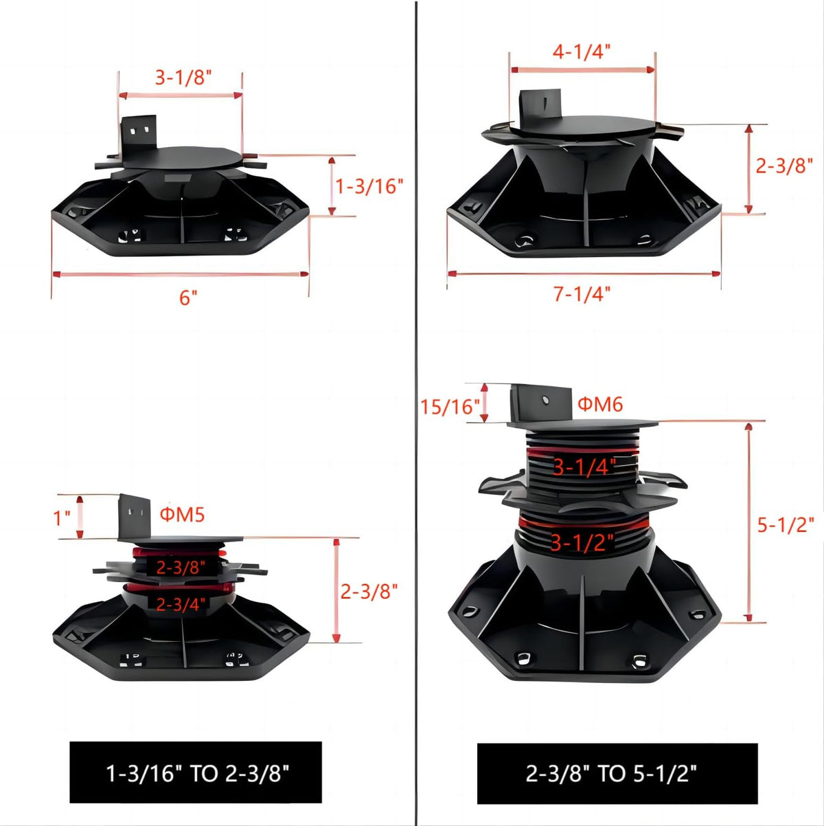 adjustable deck support pedestal - base support for shown in use