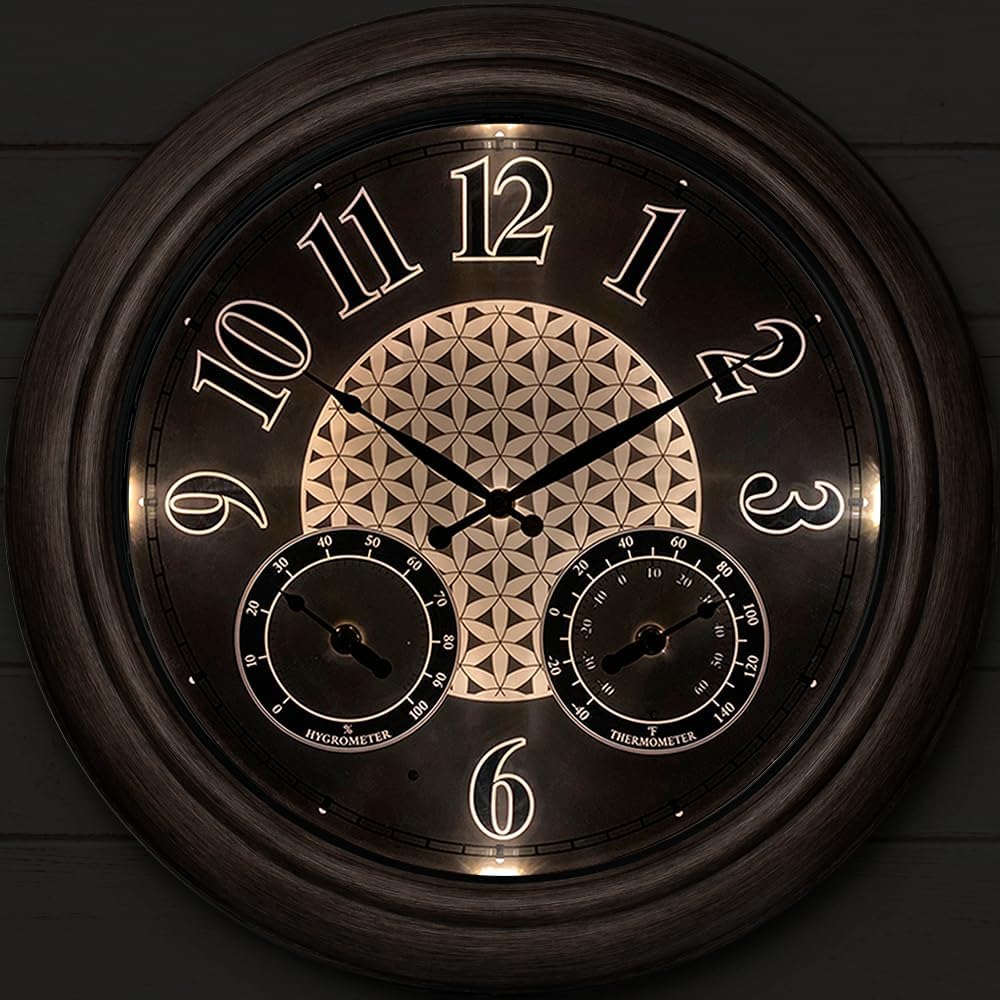 Presentime 18 Inch Illuminated Outdoor Clock