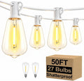 Brightever 50FT LED String Lights 27 Bulbs Outdoor Waterproof Dimmable