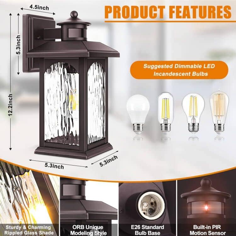 FILIYANO Motion Sensor Outdoor Wall Lights, Oil Rubbed Bronze, 2 Pack