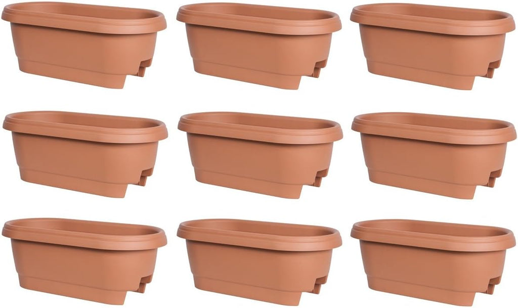 Fiskars 477241-1001 24" Terra Cotta Deck / Patio Rail Planters - Quantity 9