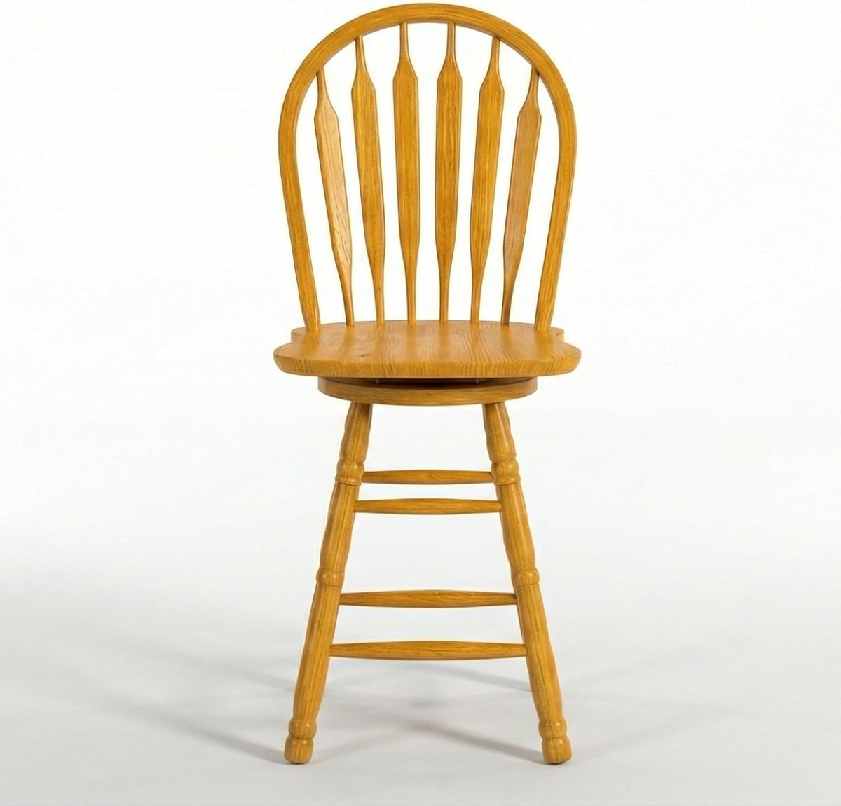Sunset Trading Selections 24" Counter Height Swivel Barstool | Farmhouse Country Cottage Windsor Arrowback Café Stool | Light Oak Solid Wood | Dining Room Kitchen Home Bar Furniture