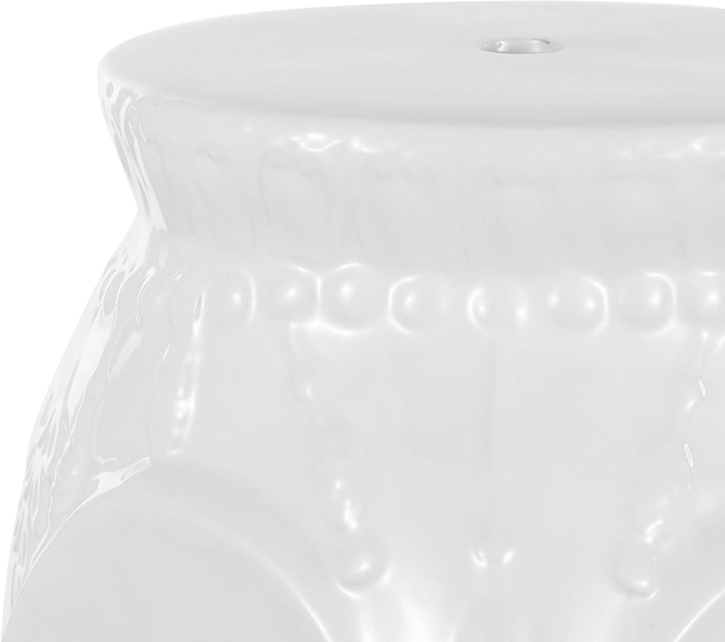 JONATHAN Y Orla Elephant Garden Stool 18.5" Ceramic Accent Table, White