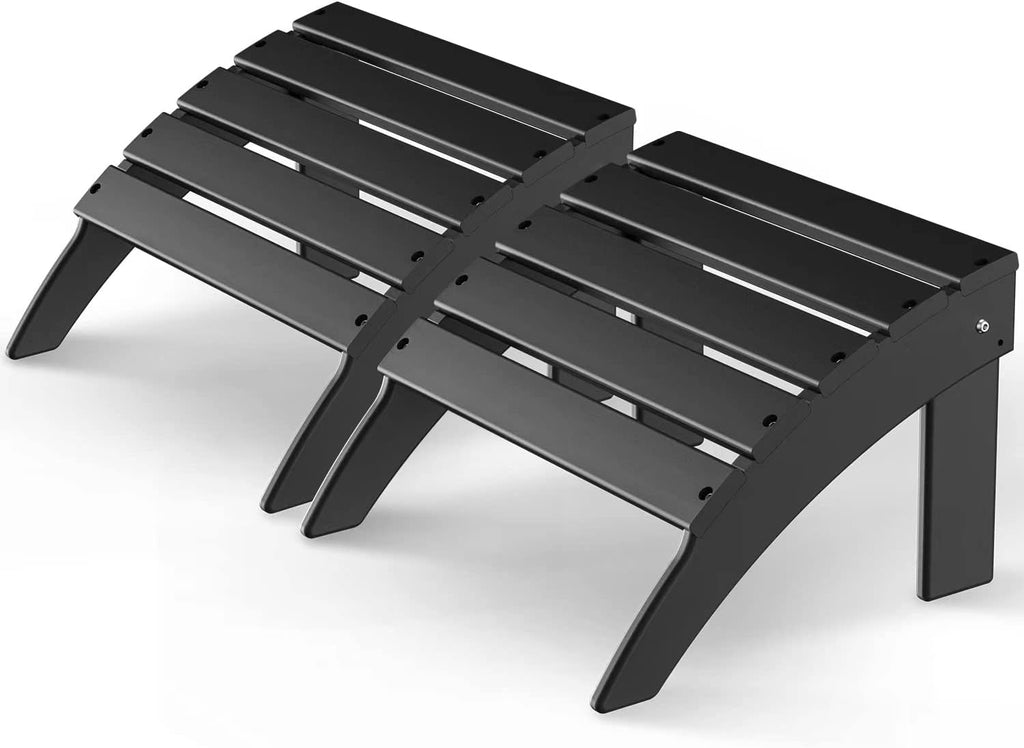 GREENVINES Adirondack Ottoman Set of 2, HDPE Plastic, Black