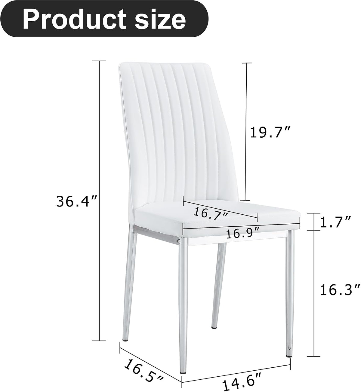 Modern Dining Chairs Set of 6,Dining Room Chairs Set of 6 with PU Leather and Chrome Leg High Back, Metal Chairs Sillas para Comedor Set de 6 for Kitchen, Living Room (WH-6)