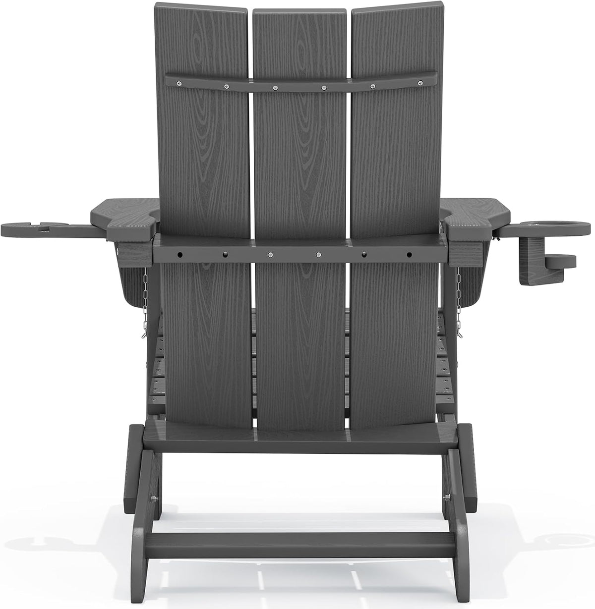 SERWALL HDPE Modern Folding Adirondack Chair with Dual Cup Holder, Gray