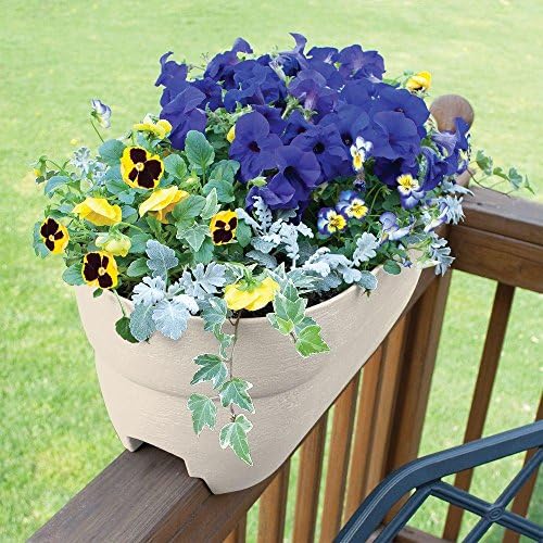 Bloomers Rail Picker Self-Watering Railing Planter Grow Box – 24" Weatherproof Resin Planter – Fits 1.25"–3.875" Wood & Metal Railings – White