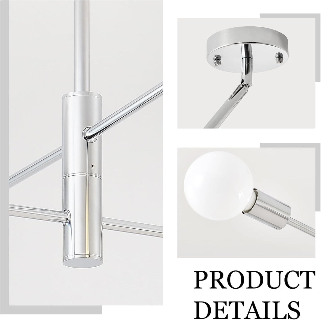 hhr modern sputnik lighting fixture 4 bulbs chrome, side view