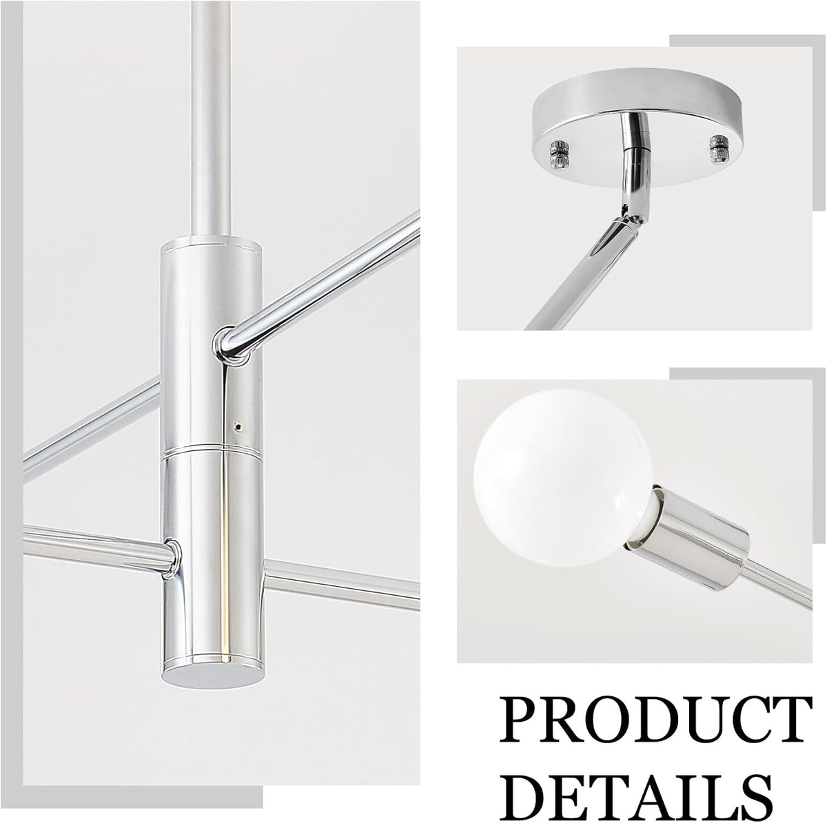 hhr modern sputnik lighting fixture 4 bulbs chrome, side view