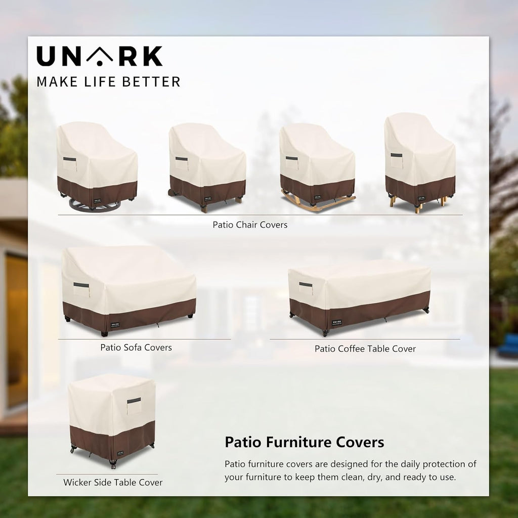 Outdoor 2-Seater Loveseat Cover, Waterproof Heavy Duty Patio Furniture Covers, 58W x 33D x 32H Inches Outdoor Couch Cover, Sofa Covers for Patio Furniture Waterproof, Beige and Brown