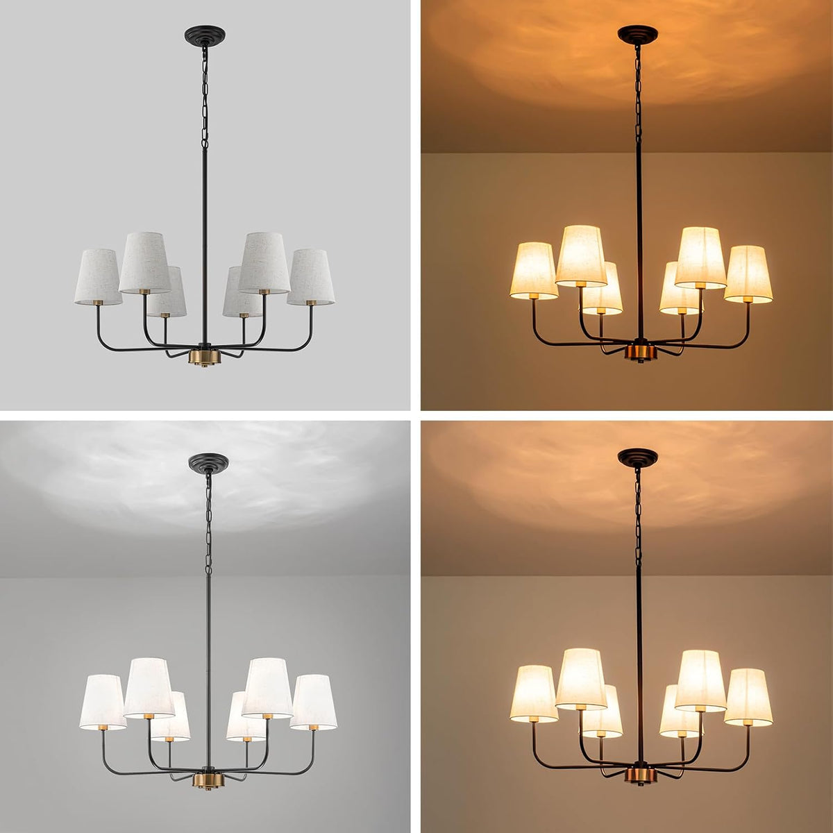 31.5" Dining Room Chandelier with Shades Modern Pendant Lights Kitchen