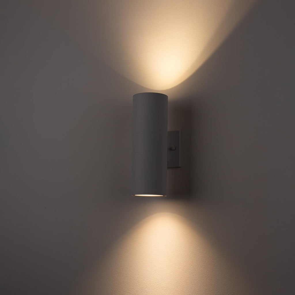 mirrea 12" Modern Outdoor Porch Light in 2 Lights, 2 Pack, Matte White