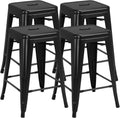 Yaheetech 24 Inch Metal Bar Stools Set of 4, Stackable Barstools, Black