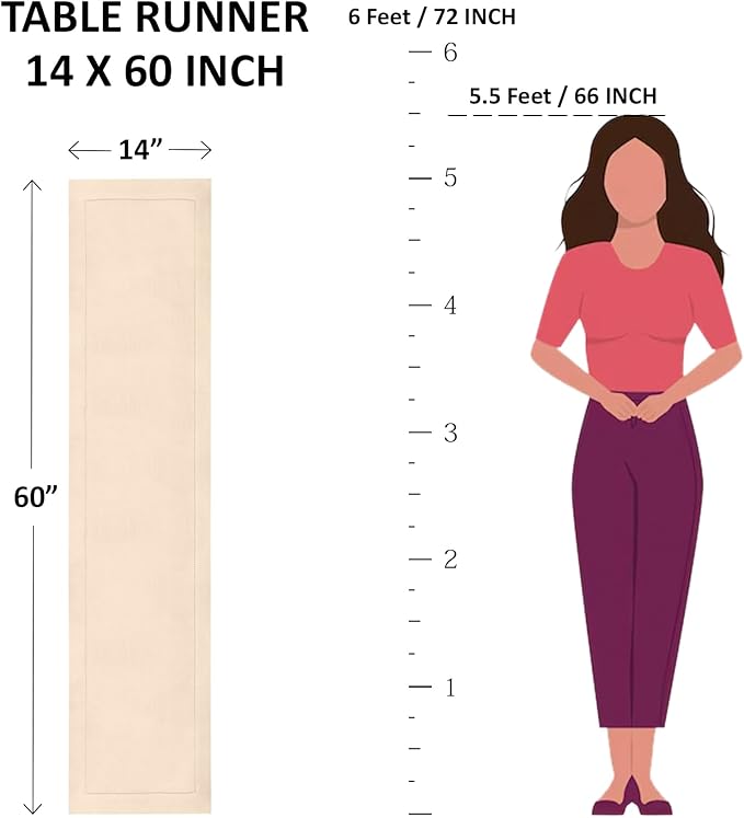 Solino Home Linen Flamingo Pink Hemstitch Table Runner 60 Inches - 100% Pure Linen Small Table Runner 14 x 60 Inch Ideal for Dresser and Coffee Tables - Classic Hemstitch, Halloween