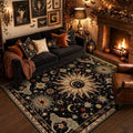 Vacuum-Friendly, 5x7 Washable Area Rug, Black Gold Beige Red