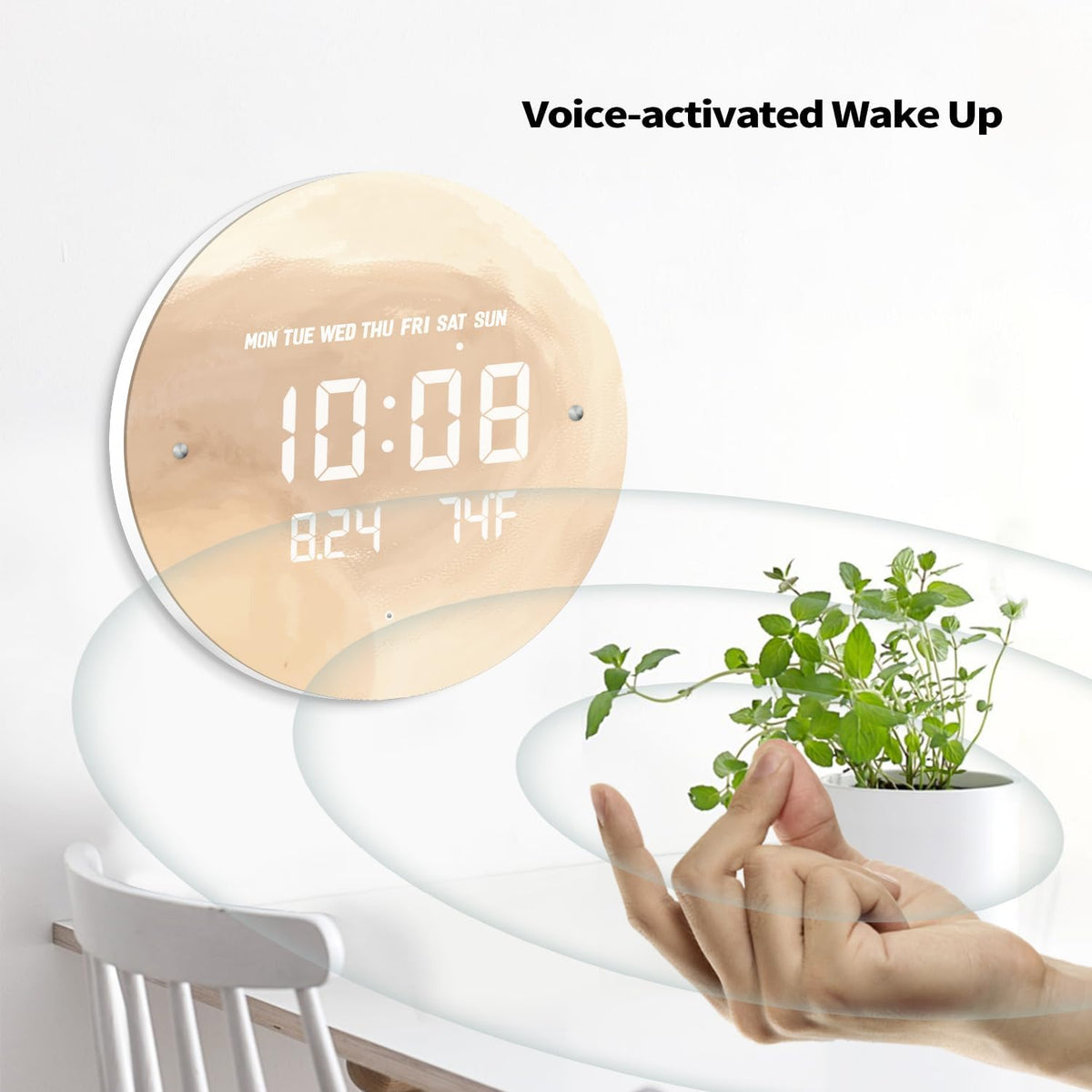 Digital LED Wall Clock for Home & Office, Moon, 12''