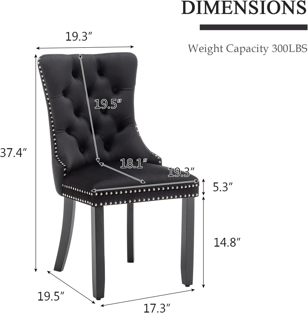 Eifizek Dining Chairs Set of 4 Upholstered Chairs with Tufted Back, Black