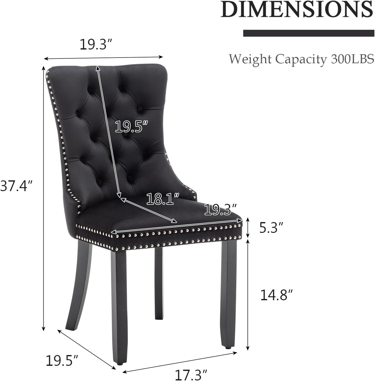 Eifizek Dining Chairs Set of 4 Upholstered Chairs with Tufted Back, Black