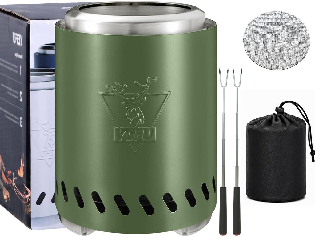 YEFU 9.6 x 7.1in Tabletop Fire Pit, Smokeless Mini Fire Pit, Quick Ignition